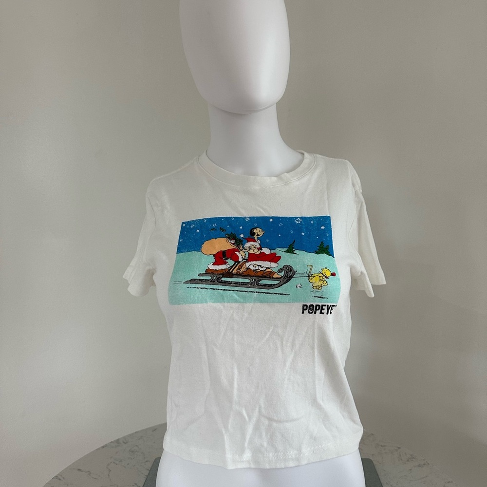 White Popeye Graphic T-Shirt
